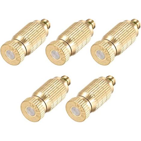 Buse de pulvérisation en laiton - Tête nébulisante filetée 3/16 pouce pour système de refroidissement extérieur - 5 pièces, trou doré de 0,1 mm (1/4)