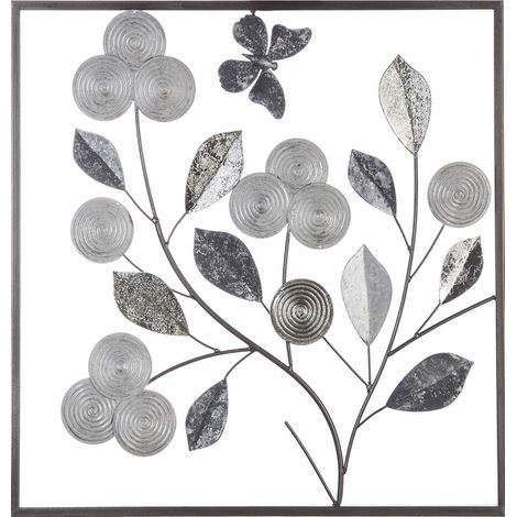 Déco murale silver métal 50 x 50 cm atmosphera (1/4)