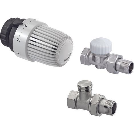 Thermostat-Set für seitlich angeschlossene Heizkörper: S-Thermokopf + Calypso Exact-Thermoventil mit Voreinstellung + Heizkörper-Absperrventil (1/4)