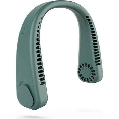 Ventilateur de cou portable et silencieux, idéal pour les activités de plein air et le sport. Rechargeable par USB. Cadeau idéal. F2 - Ventilateur de cou vert (1/5)