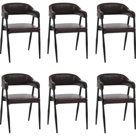 Lot de 6 chaises de salle à manger HWC-P29, chaise de cuisine, chaise à dossier, chaise rembourrée, style industriel rét (1/5)