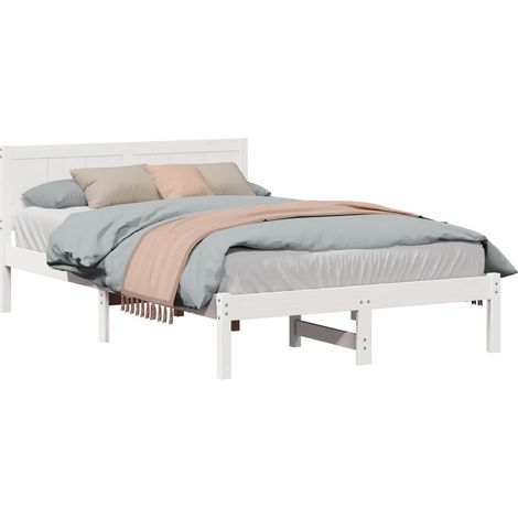 Maison Exclusive - Bettgestell Weiß 140 x 190 cm Massivholz Kiefe