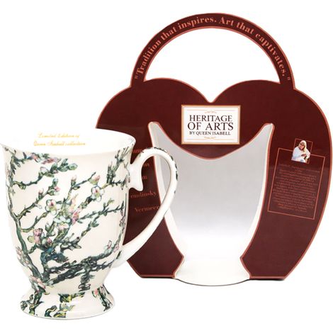 Taza de porcelana de 300 ml con diseño de Van Gogh "Almendras en flor" como regalo. (1/5)