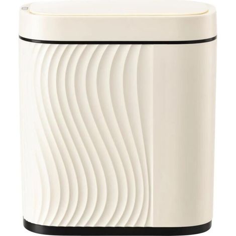 Poubelle intelligente 8 L avec capteur infrarouge, étanche et silencieuse – couvercle automatique, couleur beige, idéale salle de bain & bureau (1/4)