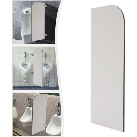 Senderpick – Cloison de séparation pour urinoir 40 x 90 cm – Stratifié compact phénolique – Installation murale – Bords arrondis – Gris clair (1/5)