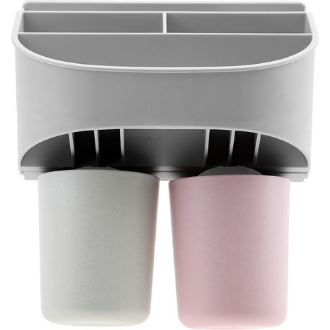 Porte-brosse à dents compact, organisateur de salle de bain multifonctionnel, support de rangement pour rasoir cosmétique (1) (1/5)