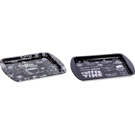 1 Pezzo Vassoio in Metallo Rettangolare Decorato 24,5 x 19,5 x 1,5 cm 2 Decori (1/2)