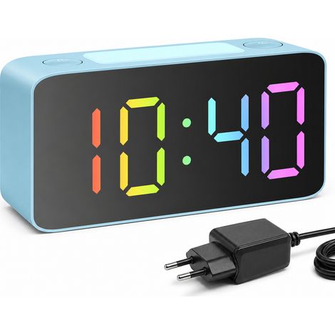 Sveglia digitale RGB con grande schermo per studente blu chiaro