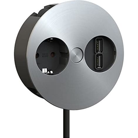 BACHMANN TWIST 1xCEE7/3 1xUSB Charger 2,0m AEH Edelstahl Optik, 931.031 (1/4)