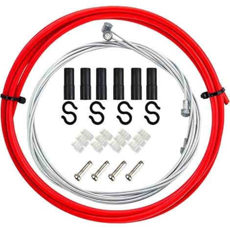 Freins de Vélo, Kit de câbles de vélo Boîtier de Câble de Frein Vélo Universels, Câbles et Gaines de Frein de Vélo, Cable Frein pour VTT et vélo de route VTT (rouge) (1/5)