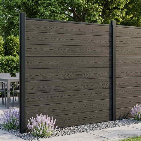 vidaXL Panneau de clôture 6 pcs WPC et Aluminium Noir