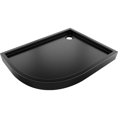 Mexen Flow+ plato de ducha semicircular asimétrico derecho 100 x 80 cm, negro mate - 46Q708010RH (1/5)