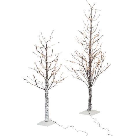 Baumstamm und schneebedeckte Zweige mit LED-Leuchten H. 180 cm - 270 LED-Leuchten