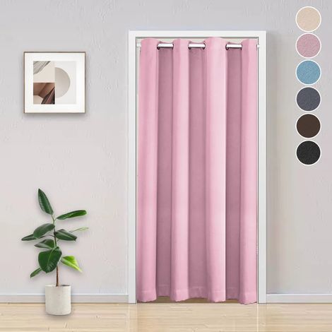 Rideau occultant à œillets, rideau thermique, rideau de protection contre le froid, rideau séparateur de pièce, rose, 132 x 244 cm (1/5)