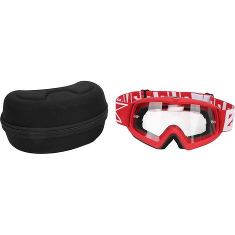 Lunettes de moto 2024 transparentes, anti-rayures et réglables pour enfant, adolescent et adulte, idéales pour le motocross, le cyclisme et l'escalade. Monture rouge 8060. (1/5)