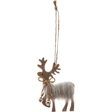 Sujet Rentier mit Fell 10cm Holz - Grau (1/2)