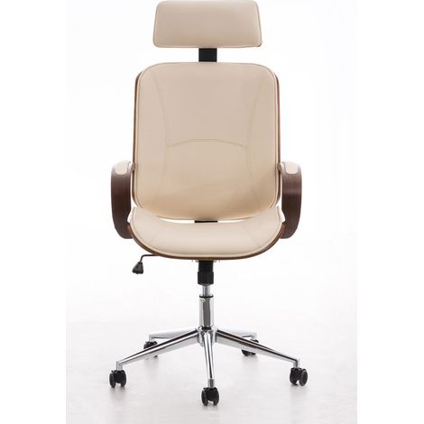 CLP – Chaise de bureau Dayton – Fauteuil pivotant en similicuir – Design élégant avec cadre en bois – Hauteur réglable et appui-tête intégré (1/8)