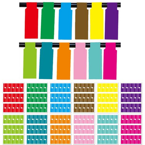 360 etiquetas para cables, 12 hojas autoadhesivas, impermeables y resistentes al desgarro, para marcar y organizar cables (12 colores) (1/5)