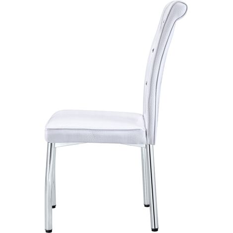 Lot de 2 chaises de salle à manger effet peau de crocodile, cuir régénéré blanc, pieds métal chromé et patins réglables, CHICFURN (1/5)