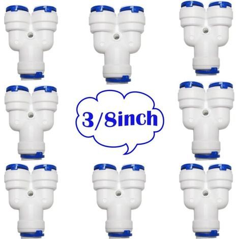 Raccord Type Y 3/8" Push-fit pour Filtre à Eau Osmose Inverse Tuyau 9.5mm (1/4)