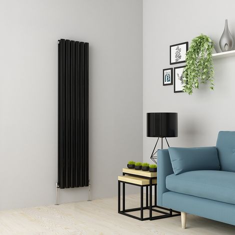 Warmehaus Black Oval Radiator Vertical Double Panel 1600x354mm