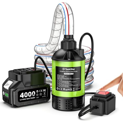Pompe à Eau Submersible Sans Fil Brushless, 4164 L/h Petite Pompe Utilitaire Portable avec Batterie 4000mAh pour Piscine, Jardin, Camping, Récupérateurs d’Eau de Pluie, Drainage Extérieur (1/5)