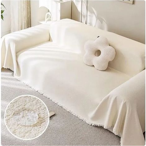 180x230cm Plaid Canape Grand Format Crème, Imperméable Anti Griffe Chat Couverture Universelle 1-2 Places Angle Décorative Housse (1/5)