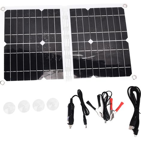 Kit panneau solaire 20W pliable PET EVA PTP chargeur batterie voiture camping-car quad 18V DC (1/5)