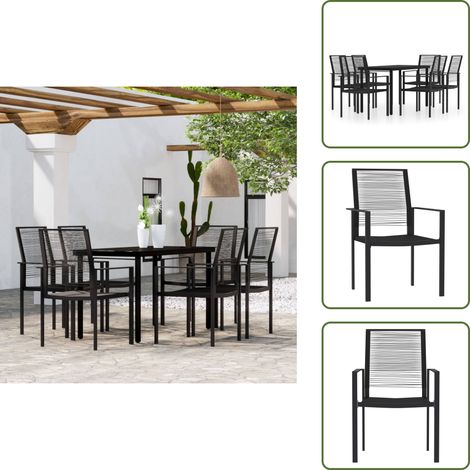 Arredamento da esterno - vidaXL Set da Pranzo da Giardino 7 pz Nero - Tavolo in vetro