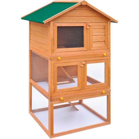 Maison Exclusive - Conigliera all'Aperto Gabbia Animali Piccoli a 3 Livelli Legno (1/5)