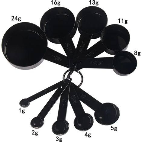 Juego de 10 tazas medidoras de plástico con mango de silicona cuchara medidora de café de cocina (1/5)