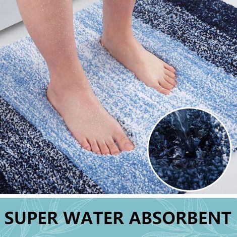 Tapis de bain en microfibre épais et moelleux – 50,8 x 81,3 cm – bleu – lavable en machine – idéal pour salle de bain, douche et baignoire (1/3)