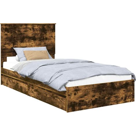 Maison Exclusive - Letto con Contenitore con testiera Rovere fumé 100 x 200 cm