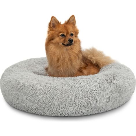 lionto Hundebett rund Hundekissen Hundesofa Donut 60cm Durchmesser, hellgrau (1/5)