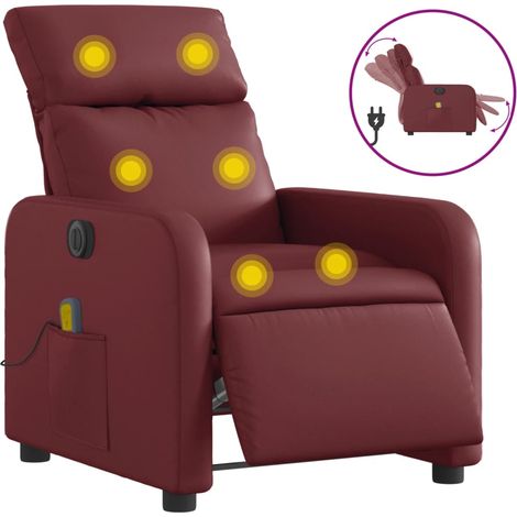 Maison Exclusive - Massagesessel Elektrisch Weinrot Kunstleder
