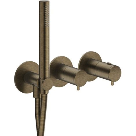 Façade douche/bain douche thermostatique 2 sorties Vieux Bronze Mat - CRISTINA ONDYNA TV74293