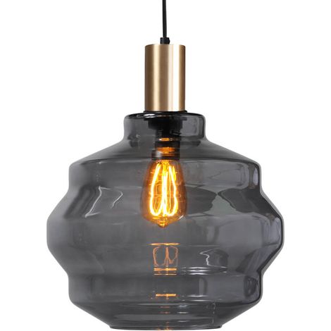 Lampe suspendue dorée Porto avec verre fumé Boule - Ø 30cm - 2710-05-02-4