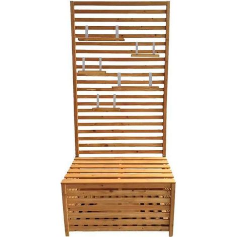 Cassa da giardino con ripiani - Divit GR1 - Legno di abete - Panchina integrata - 80×40×170 cm