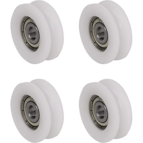 Roulettes pour porte de douche, lot 4 en nylon à gorge U (30 x 10 (1/5)