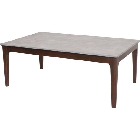 Table basse HWC-M55, Table d'appoint Table de salon en bois massif HDF stratifié mélaminé 46x120x70cm aspect béton pieds (1/5)