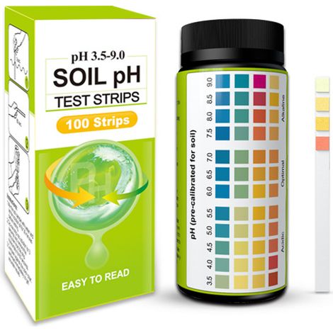 Kit de test de papier pH du sol - 100 PCS (Gamme 3,5-9) Papiers de test - Pour jardin, maison, pelouse, ferme, potager, sol, compost, plantes d'extérieur et d'intérieur One Piece (1/4)