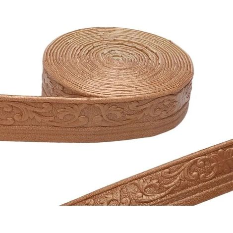 Frise autocollante 10 m, étanche, moulure 3D motif dentelle. Idéale pour couloir, plafond, coin, bord mural. Décoration mai - Cuivre (1/5)