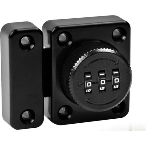 XEPHO Loquet Porte Sans Clé Serrure a Code à 3 Chiffres Serrure Code avec Vis de Fixation de Sécurité Serrure Porte Coulissante pour Placard d'armoire, Noir