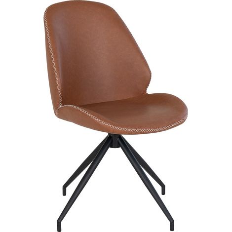 Silla de comedor Gerona - Marrón Vintage - Cuero artificial