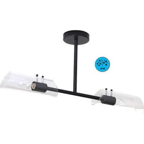 Plafoniera bagno Teodoro Rabalux nera vetro 2xE14 IP44 (1/4)