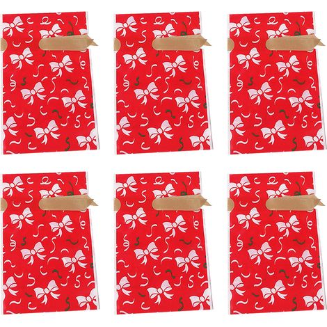 Sac Cadeau Carton Noël - Motifs Flocons Bonbons Houx - Fermeture Zip - Pour Emballage Cadeaux Fêtes - Lot de 12 (1/5)