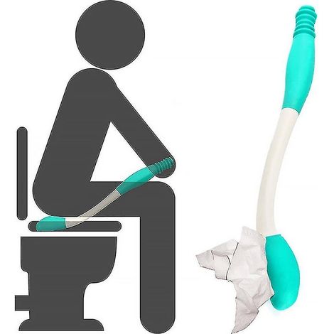 Essuie-tout ergonomique à long manche avec porte-papier toilette et support pour mouchoirs en papier. (1/5)