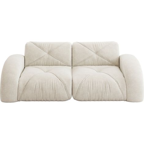 Sofá modular de 2 plazas sin marco, chenilla beige claro, espuma 32D, 204 x 95 x 76 cm (1/5)
