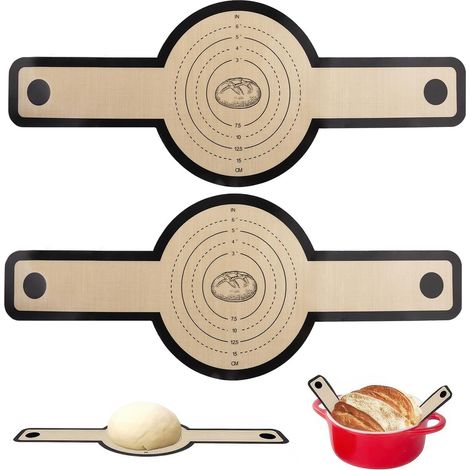 2 Pièces Tapis à Pain En Silicone Set, Tapis de Cuisson pour Four Dutch Oven, élingue Pain Antiadhésif, tapis à Pain Réutilisable, Silicone Bread Slin