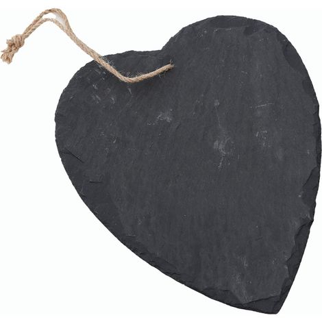 Cœur en ardoise à suspendre avec un ruban de jute, décoration tableau noir en ardoise, décoration murale (cœur de 1,12 cm)